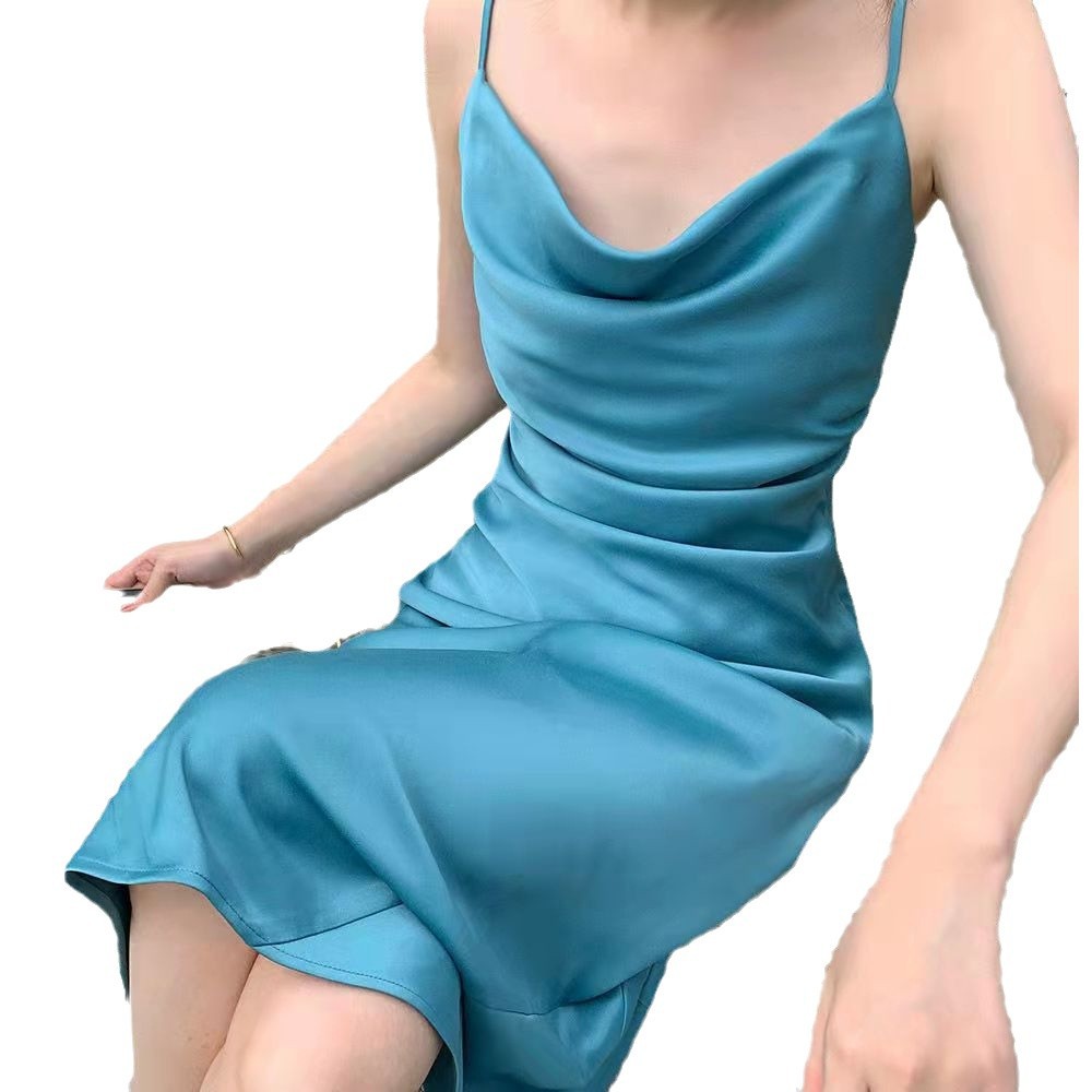 Summer New Satin Off-Shoulder Slip Dress For Women
