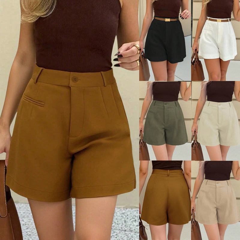 Fashionable Casual High-Waist Loose Straight-Leg Pants Womens Shorts