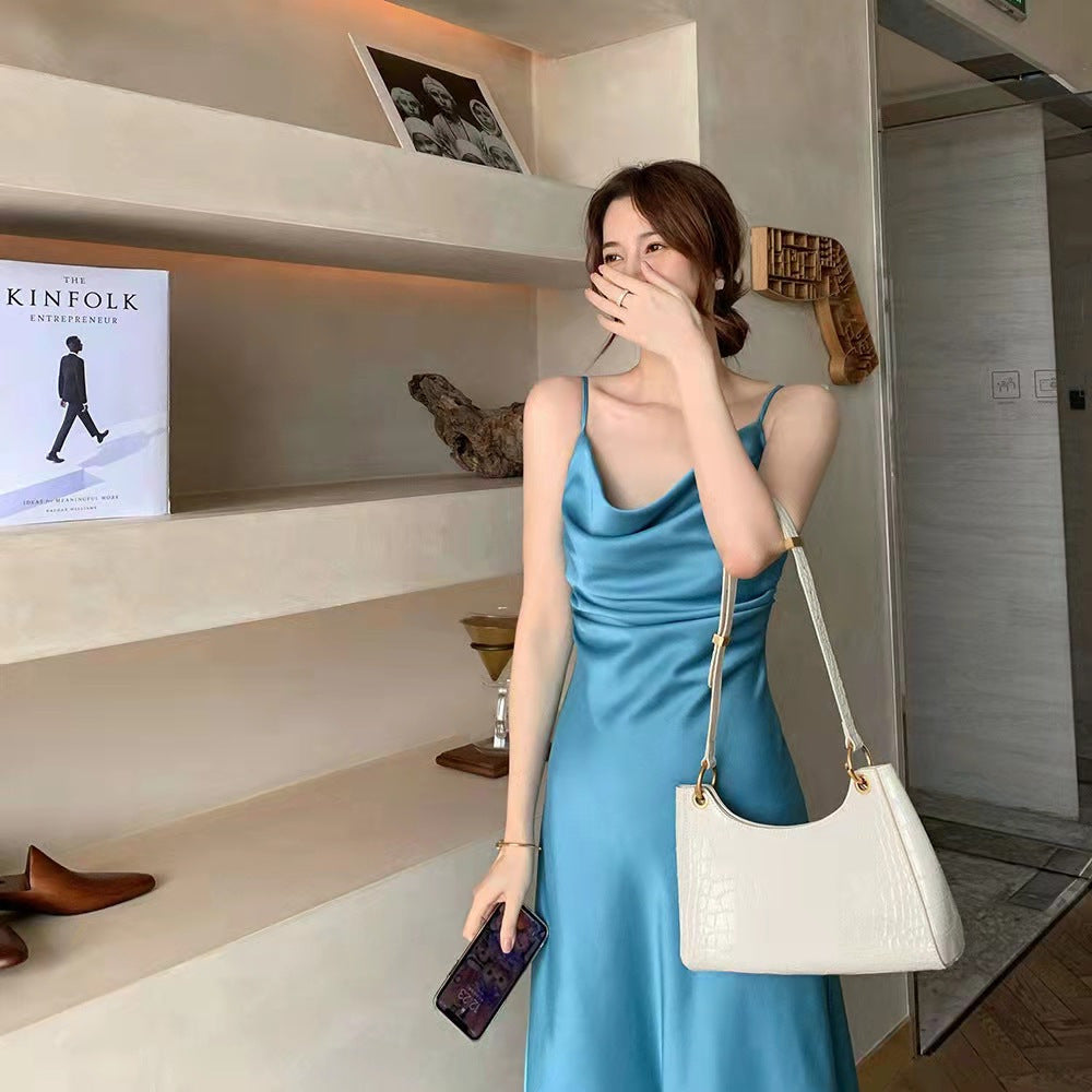 Summer New Satin Off-Shoulder Slip Dress For Women