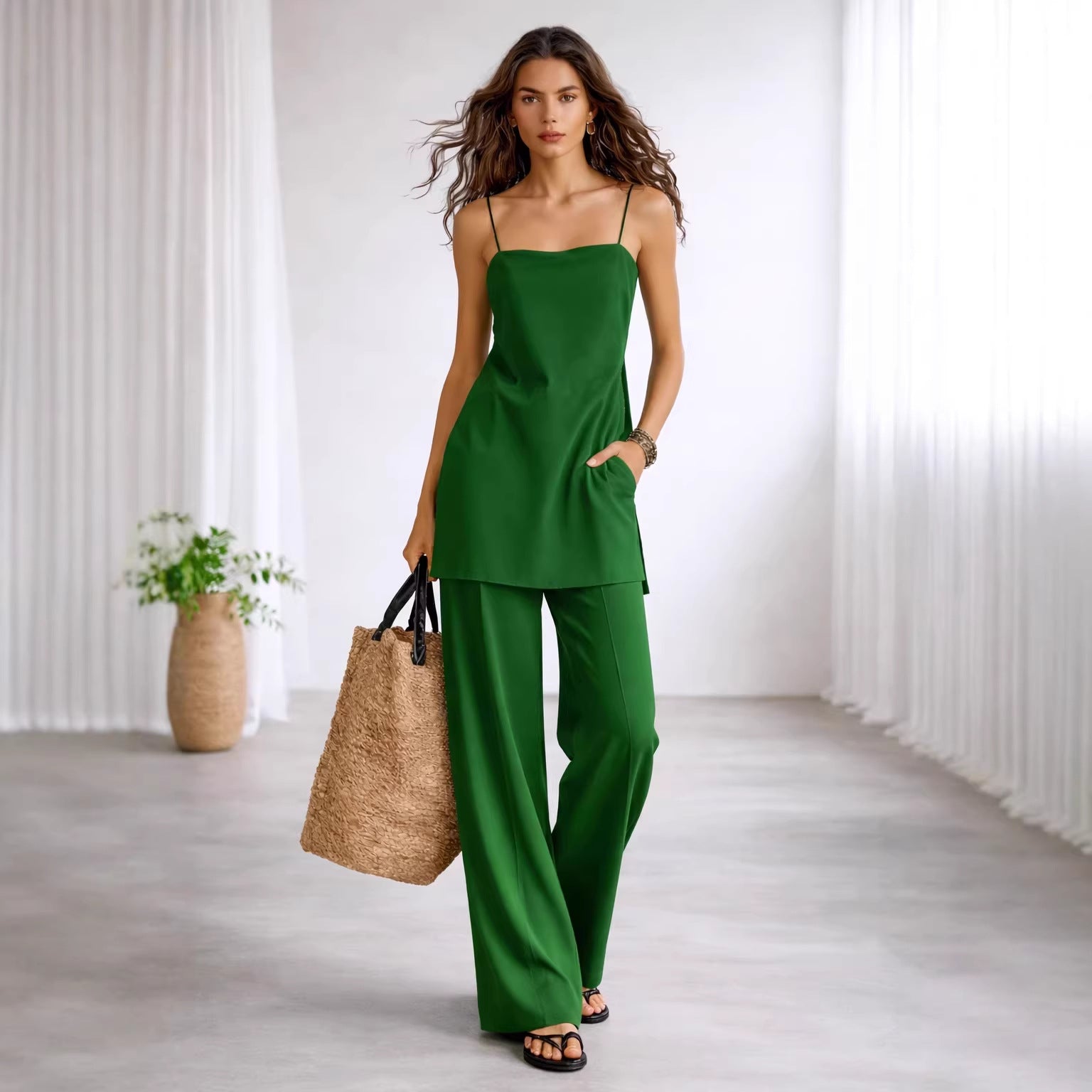 Women's Minimalist Jumpsuit Set Solid Color