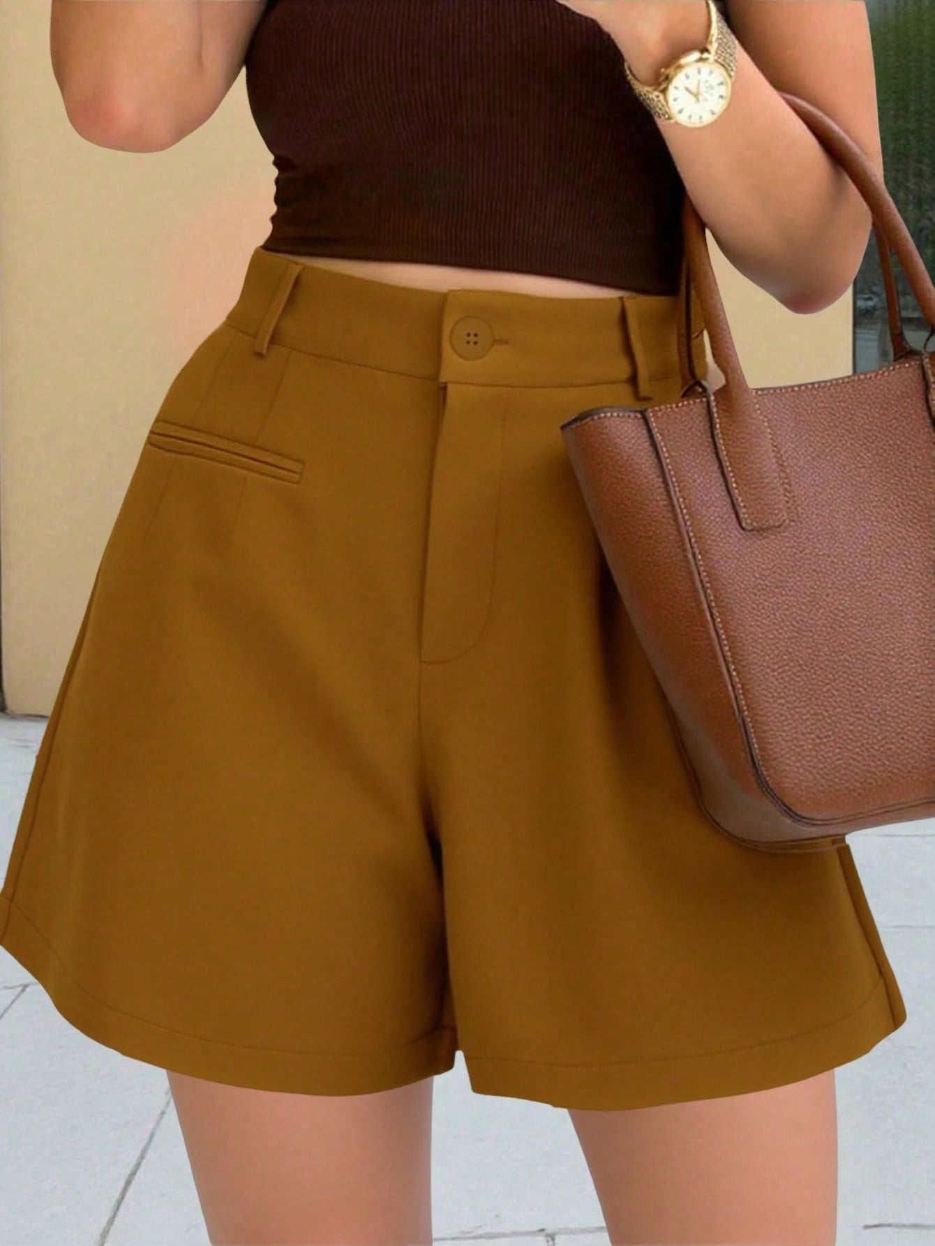 Fashionable Casual High-Waist Loose Straight-Leg Pants Womens Shorts