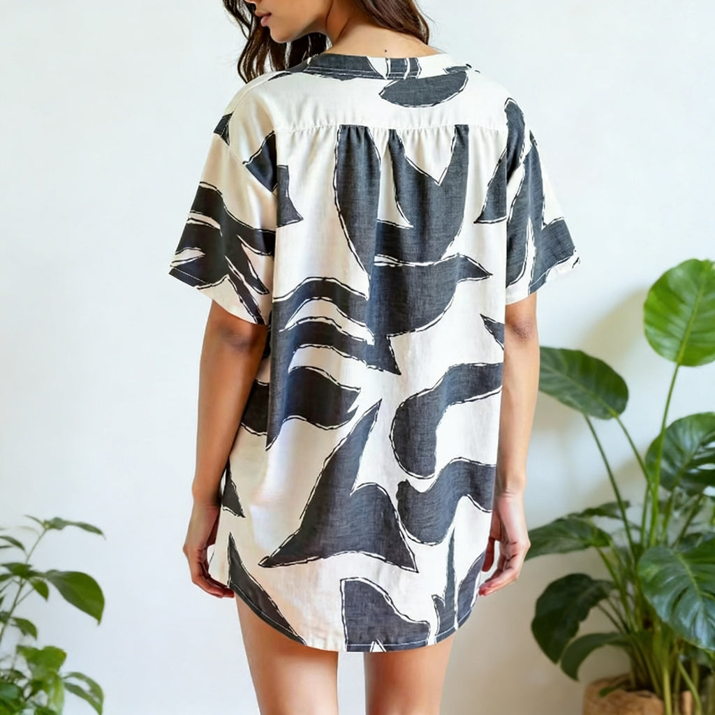 Printed Comfortable Casual Resort Shirt And Shorts Set For Women