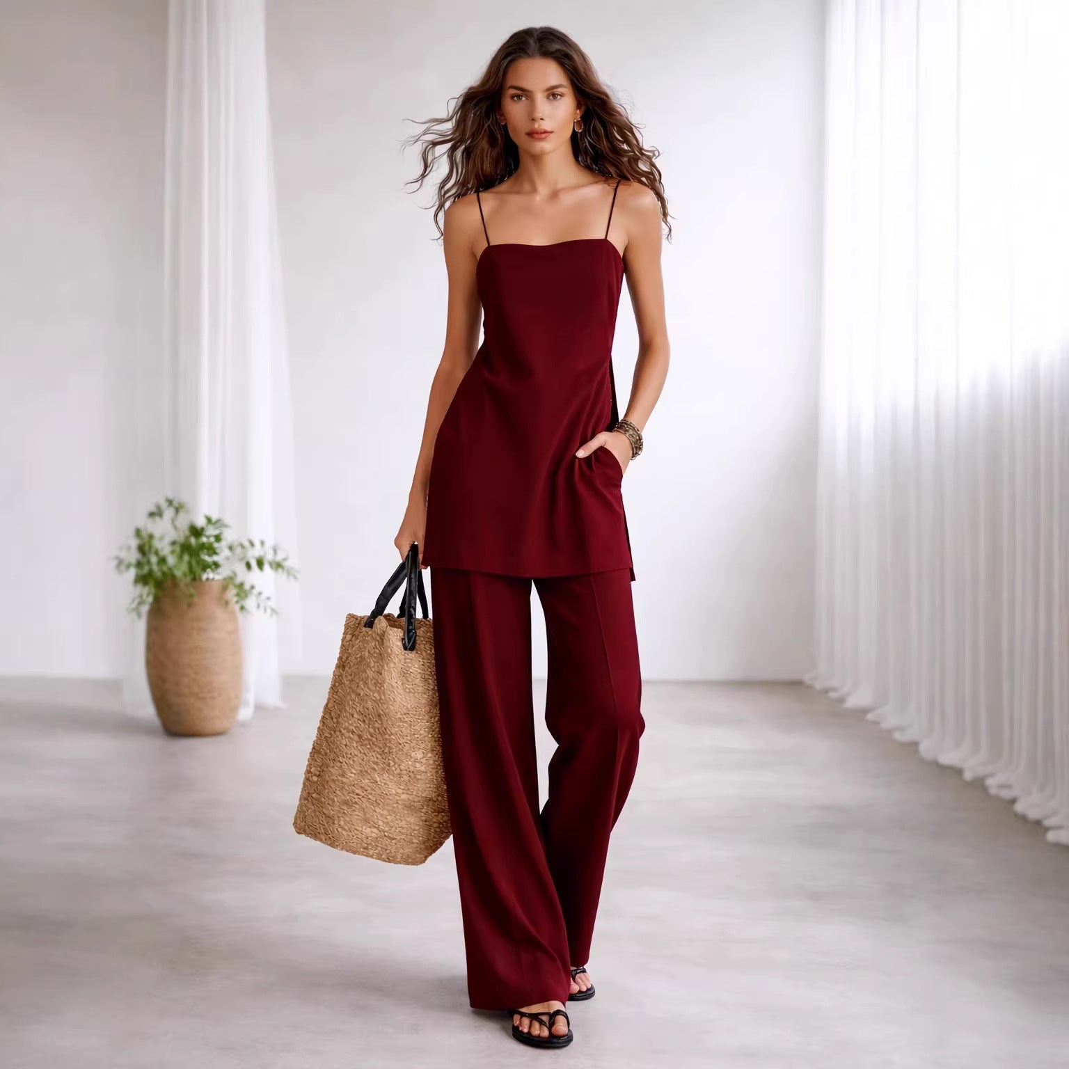 Women's Minimalist Jumpsuit Set Solid Color