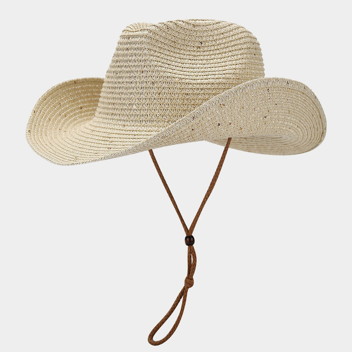 New Womens Panama Straw Weaved Sequin Windproof Sun Hat